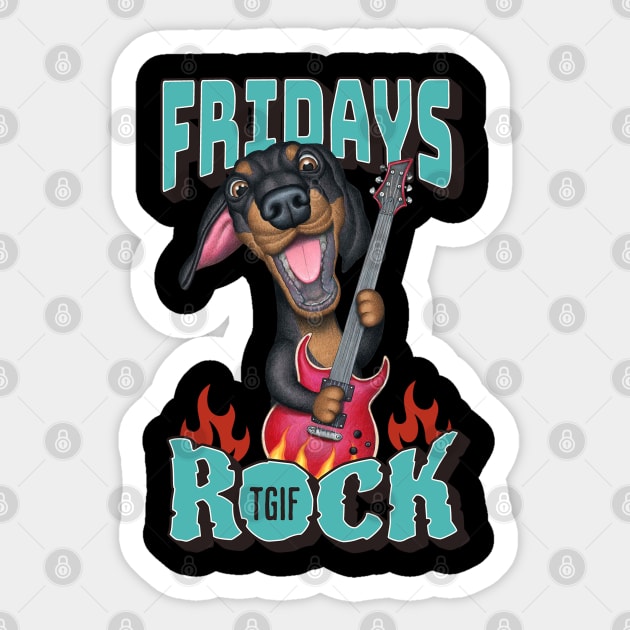 Fridays Rock Sticker by Danny Gordon Art